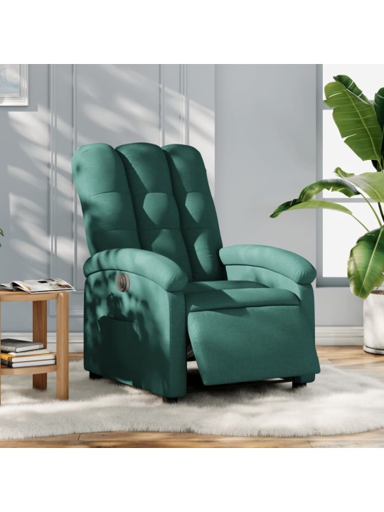 Elektrické polohovací křeslo tmavě zelené textil