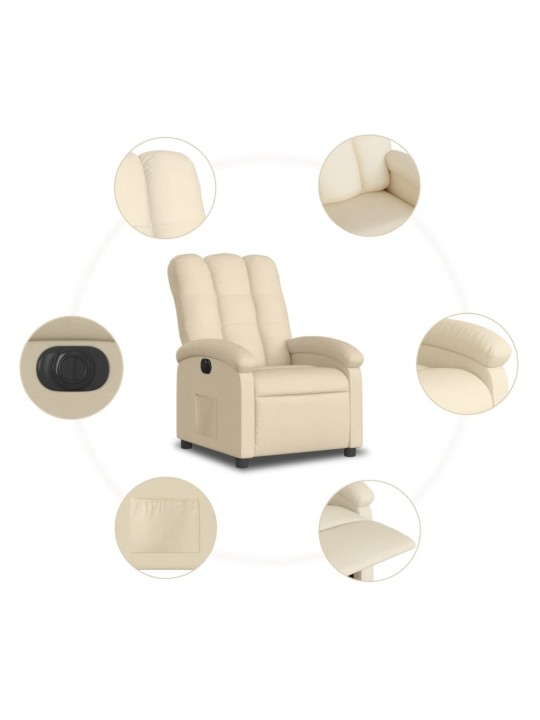 Elektrické polohovací křeslo krémové textil