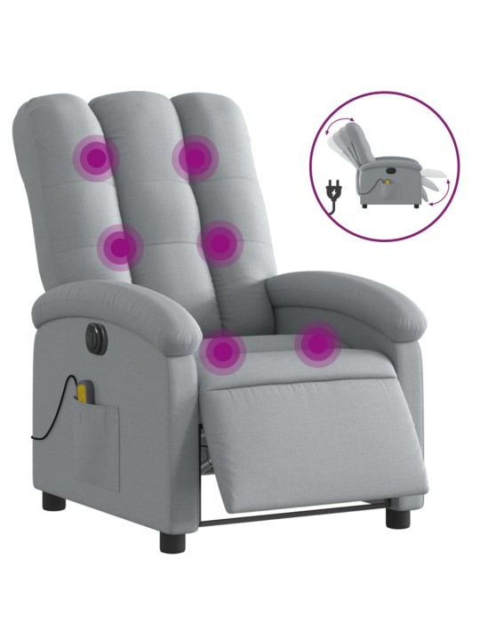 Elektrické masážní polohovací křeslo světle šedé textil
