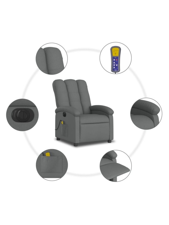 Elektrické masážní polohovací křeslo tmavě šedé textil