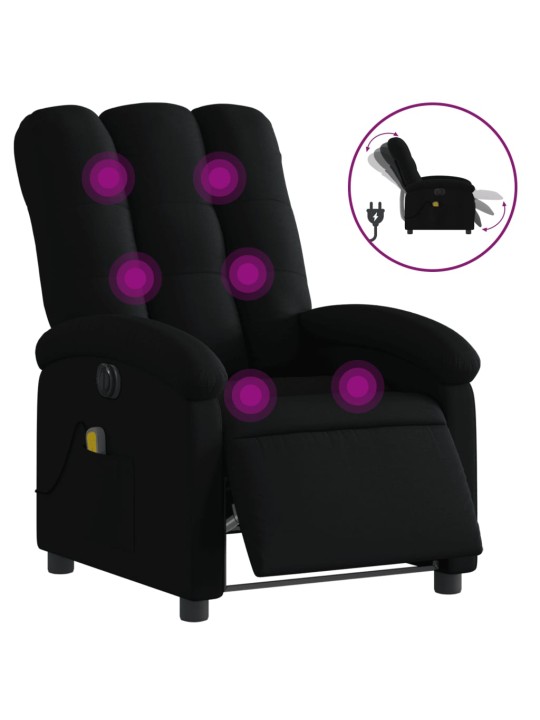 Elektrické masážní polohovací křeslo černé textil