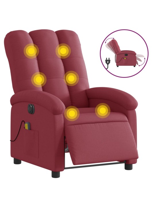 Elektrické masážní polohovací křeslo vínové textil