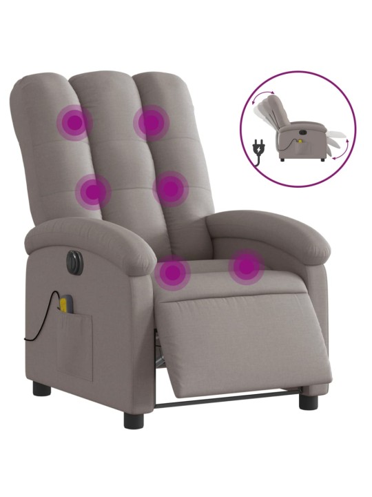 Elektrické masážní polohovací křeslo taupe textil