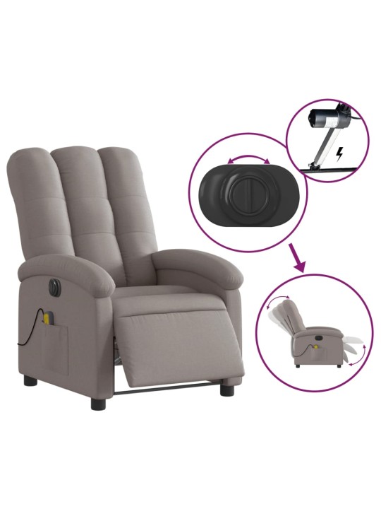 Elektrické masážní polohovací křeslo taupe textil