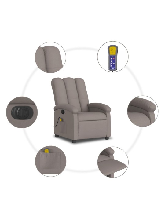Elektrické masážní polohovací křeslo taupe textil