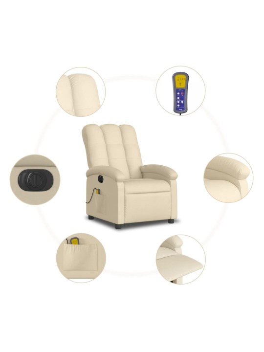 Elektrické masážní polohovací křeslo krémové textil