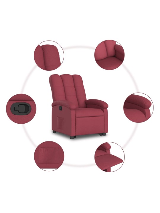Zvedací polohovací křeslo vínové textil
