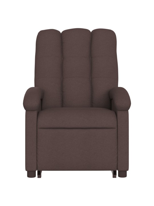 Zvedací polohovací křeslo tmavě hnědé textil