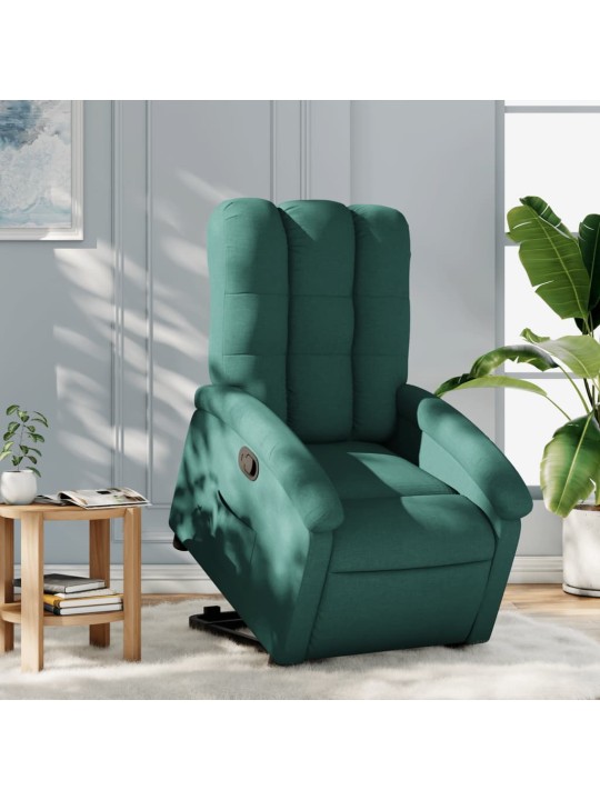 Zvedací polohovací křeslo tmavě zelené textil