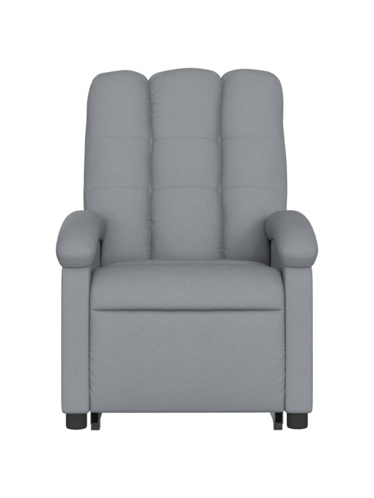 Zvedací masážní polohovací křeslo světle šedé textil
