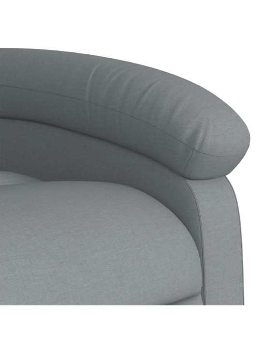 Zvedací masážní polohovací křeslo světle šedé textil