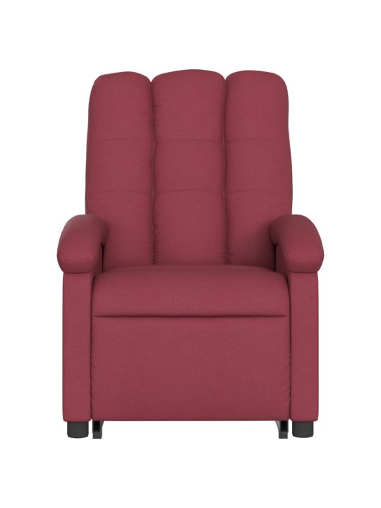 Zvedací masážní polohovací křeslo vínové textil