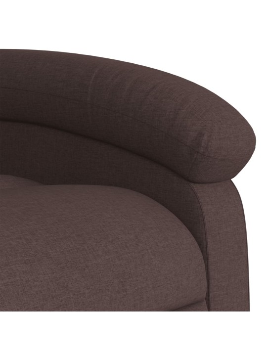 Zvedací masážní polohovací křeslo tmavě hnědé textil