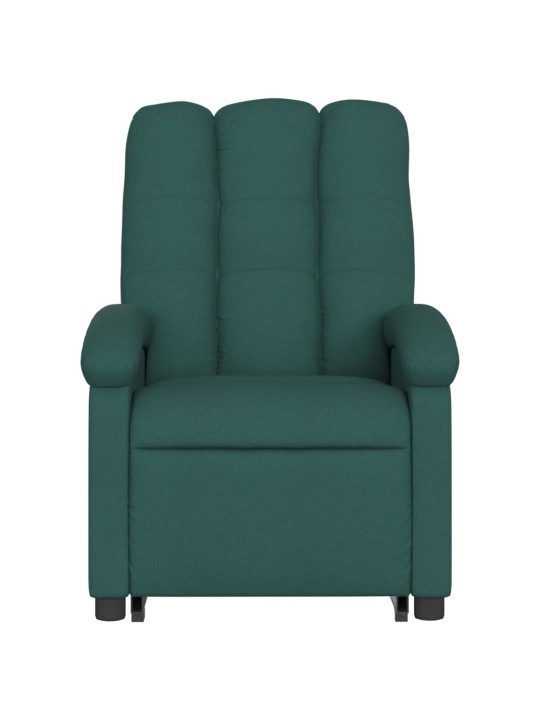 Zvedací masážní polohovací křeslo tmavě zelené textil
