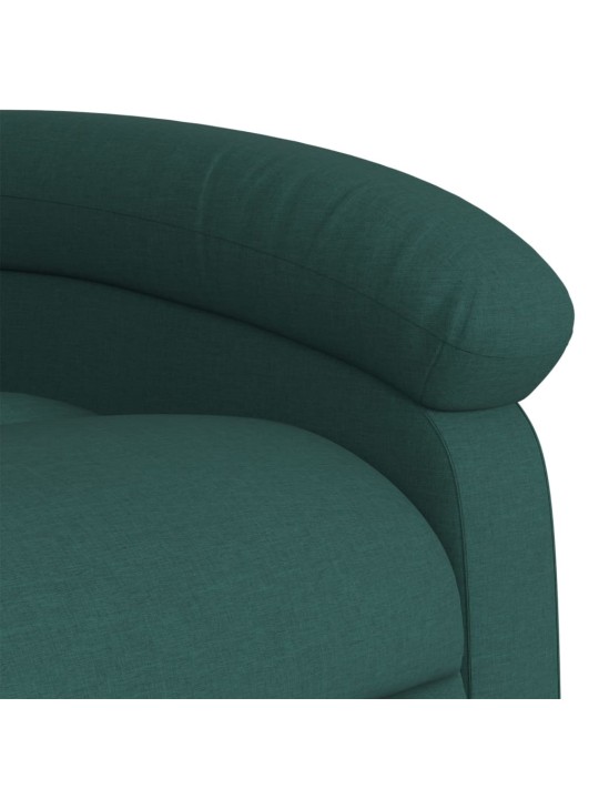 Zvedací masážní polohovací křeslo tmavě zelené textil