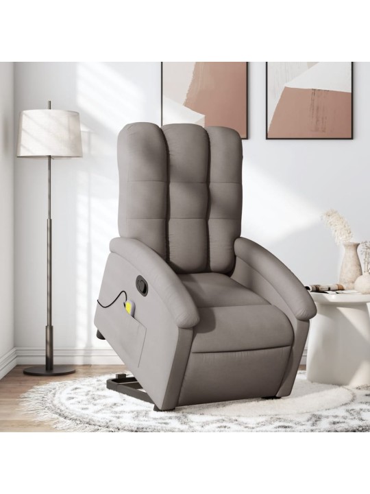 Zvedací masážní polohovací křeslo taupe textil