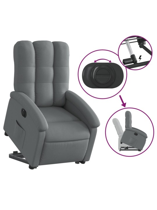Elektrické zvedací polohovací křeslo tmavě šedé textil