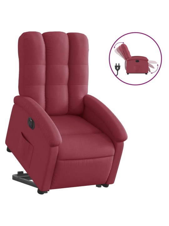 Elektrické zvedací polohovací křeslo vínové textil