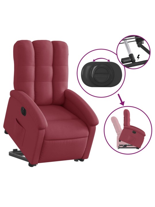 Elektrické zvedací polohovací křeslo vínové textil