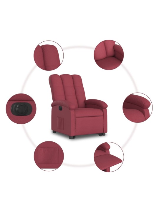 Elektrické zvedací polohovací křeslo vínové textil