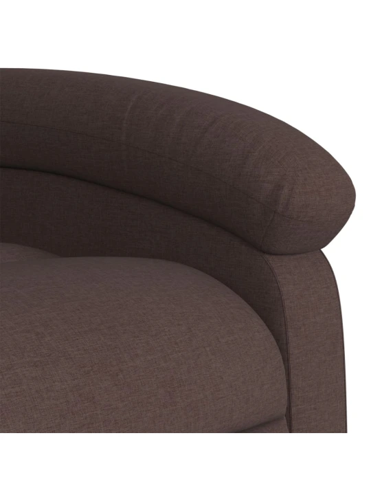 Elektrické zvedací polohovací křeslo tmavě hnědé textil