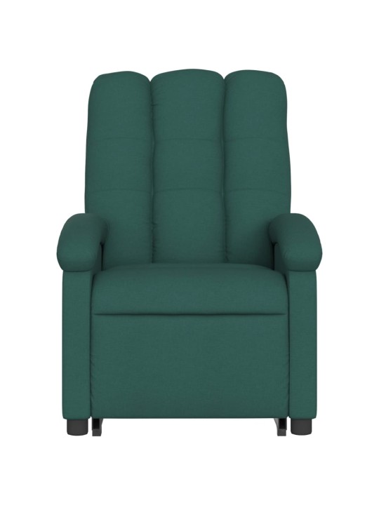 Elektrické zvedací polohovací křeslo tmavě zelené textil