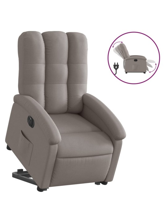 Elektrické zvedací polohovací křeslo taupe textil