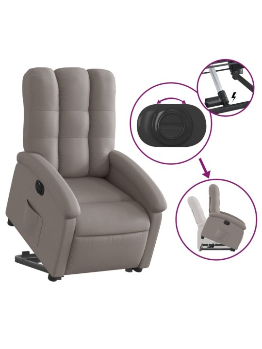 Elektrické zvedací polohovací křeslo taupe textil