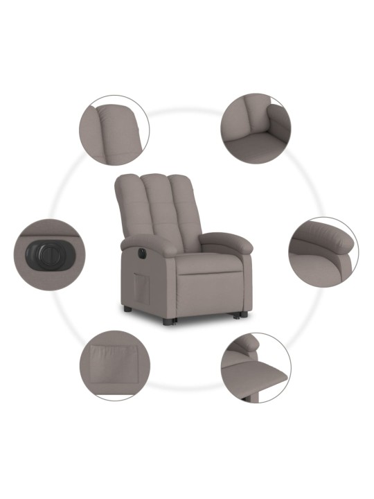 Elektrické zvedací polohovací křeslo taupe textil