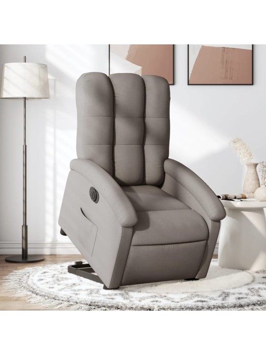 Elektrické zvedací polohovací křeslo taupe textil