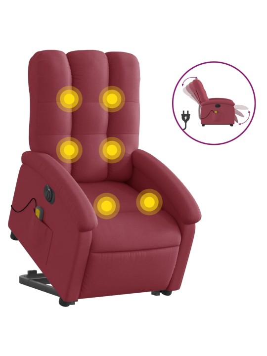 Elektrické zvedací masážní polohovací křeslo vínové textil