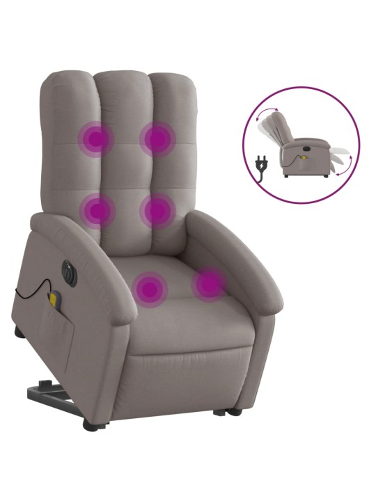Elektrické zvedací masážní polohovací křeslo taupe textil