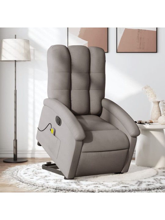 Elektrické zvedací masážní polohovací křeslo taupe textil