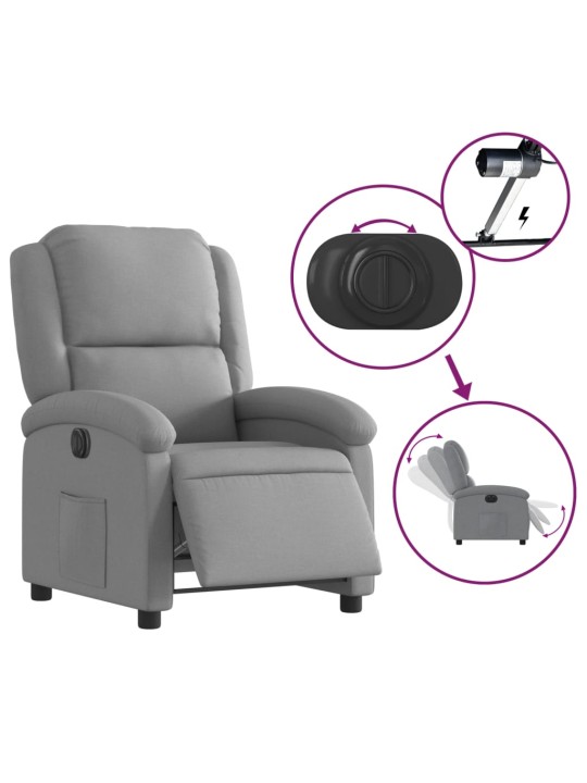 Elektrické polohovací křeslo světle šedé textil