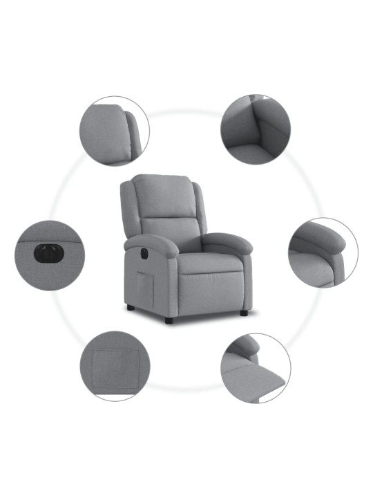 Elektrické polohovací křeslo světle šedé textil