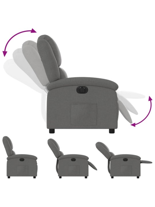 Elektrické polohovací křeslo tmavě šedé textil
