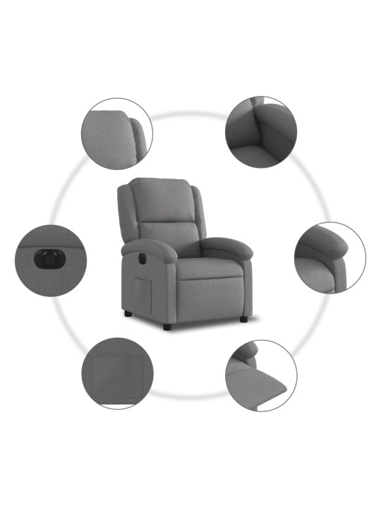 Elektrické polohovací křeslo tmavě šedé textil