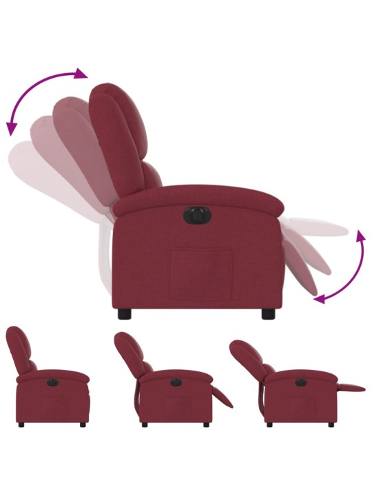 Elektrické polohovací křeslo vínové textil