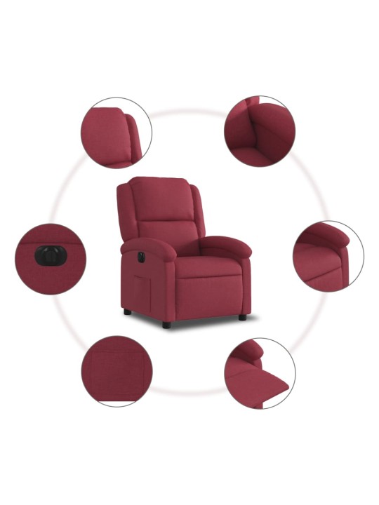 Elektrické polohovací křeslo vínové textil