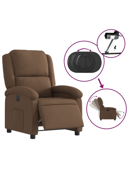 Elektrické polohovací křeslo hnědé textil