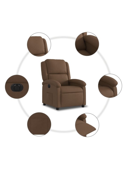 Elektrické polohovací křeslo hnědé textil
