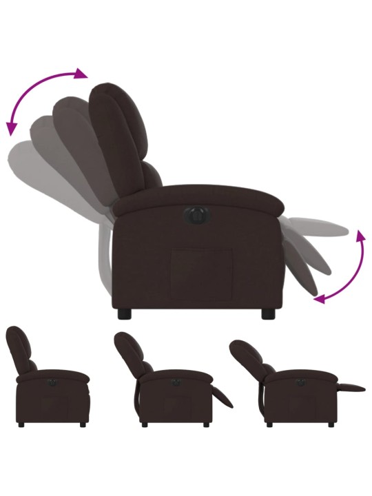 Elektrické polohovací křeslo tmavě hnědé textil