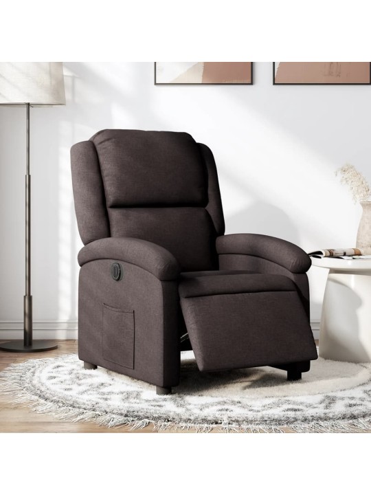 Elektrické polohovací křeslo tmavě hnědé textil
