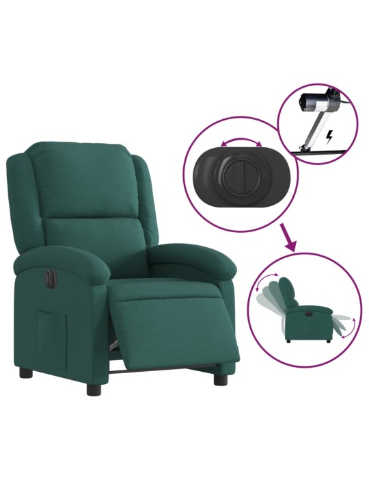 Elektrické polohovací křeslo tmavě zelené textil