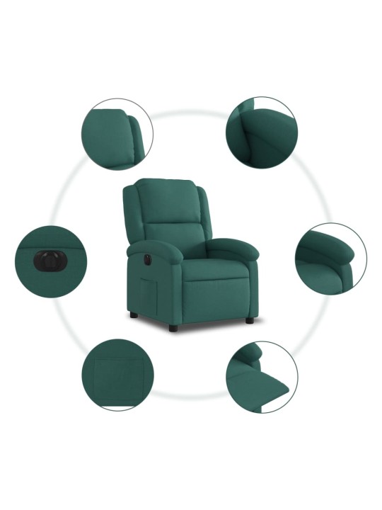 Elektrické polohovací křeslo tmavě zelené textil