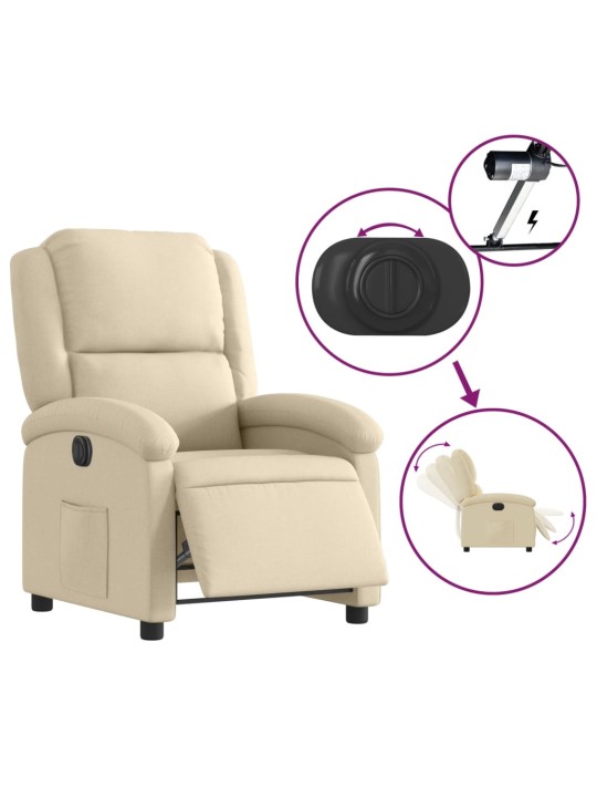 Elektrické polohovací křeslo krémové textil