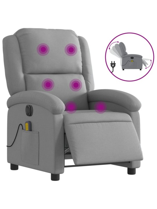 Elektrické masážní polohovací křeslo světle šedé textil