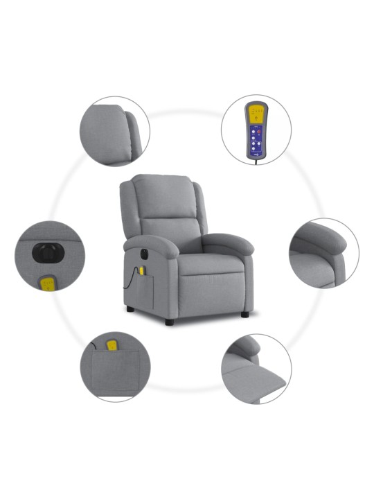 Elektrické masážní polohovací křeslo světle šedé textil