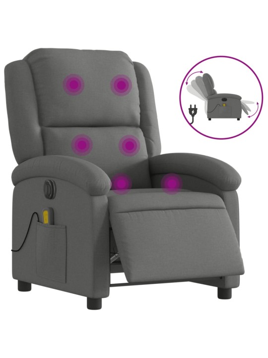 Elektrické masážní polohovací křeslo tmavě šedé textil