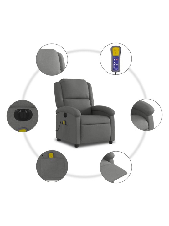 Elektrické masážní polohovací křeslo tmavě šedé textil